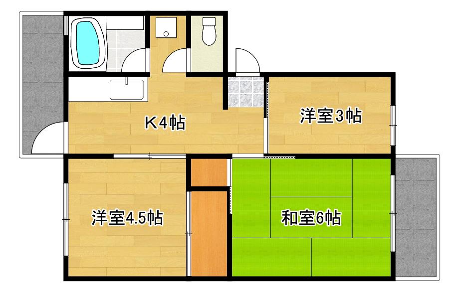 第一住田マンション(3K/2階)の間取り写真