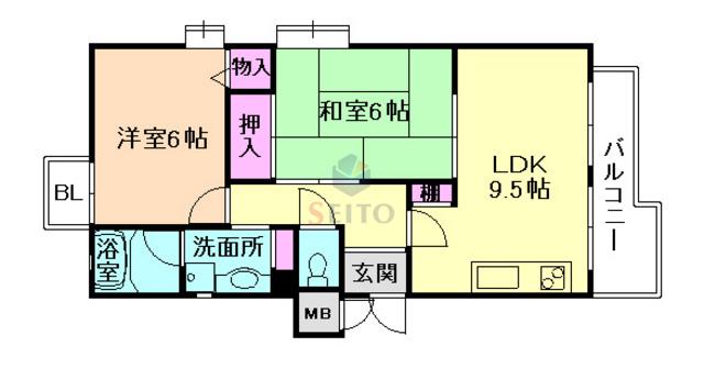 コーポ加島II(2LDK/2階)の間取り写真