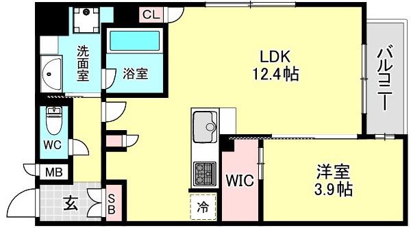 DIMORA靭公園(1LDK/8階)の間取り写真