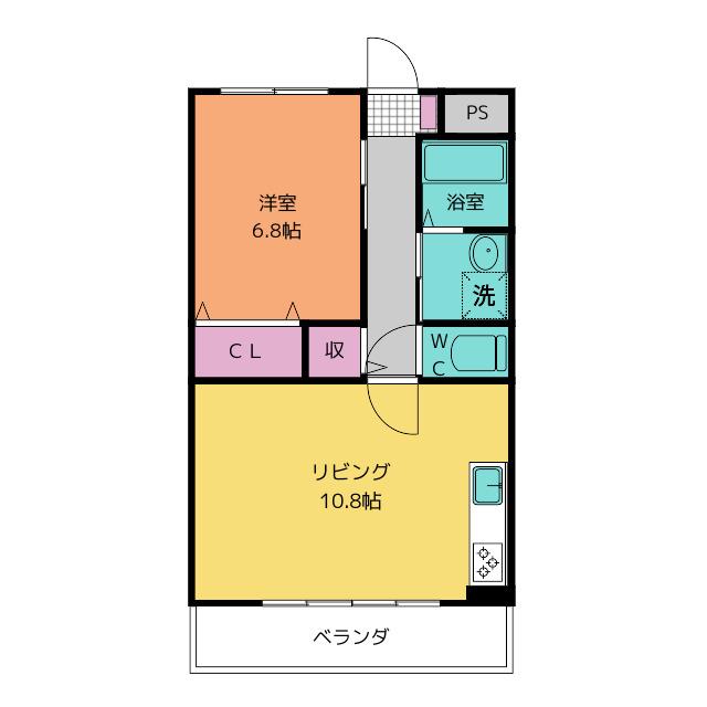 JUNE(1LDK/1階)の間取り写真