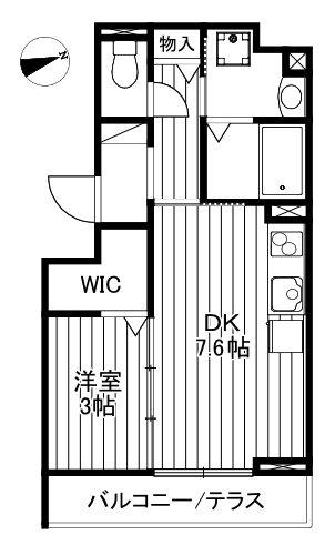 ラリュール上板橋(1DK/1階)の間取り写真