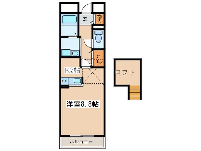 ラウレール(1K/4階)の間取り写真