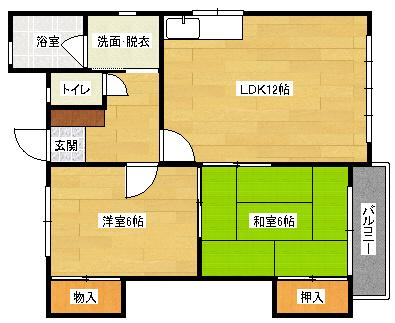 第3山下ビル(2LDK/3階)の間取り写真