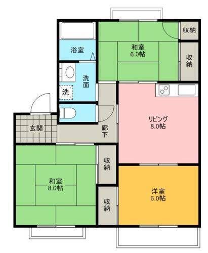 フレグランス川崎(3DK/2階)の間取り写真