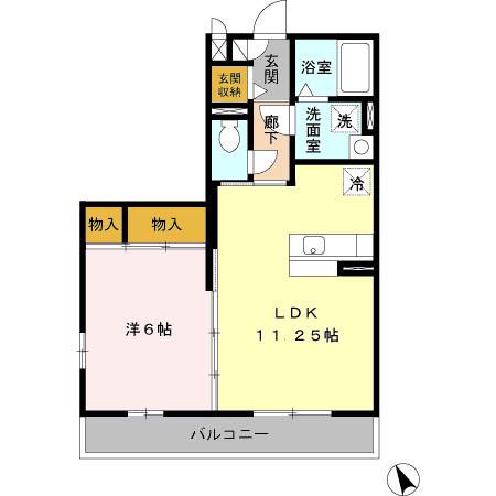 スカイハイツ(1LDK/2階)の間取り写真