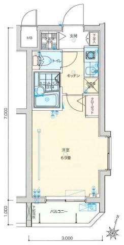 バージュアル横濱妙蓮寺(1K/3階)の間取り写真