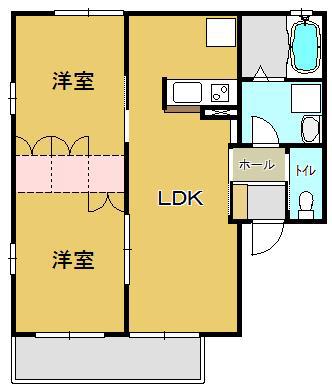 サニースクウェア小山(1LDK/2階)の間取り写真