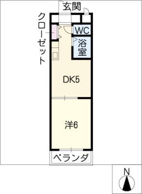 ユーゲント東海(1DK/5階)の間取り写真
