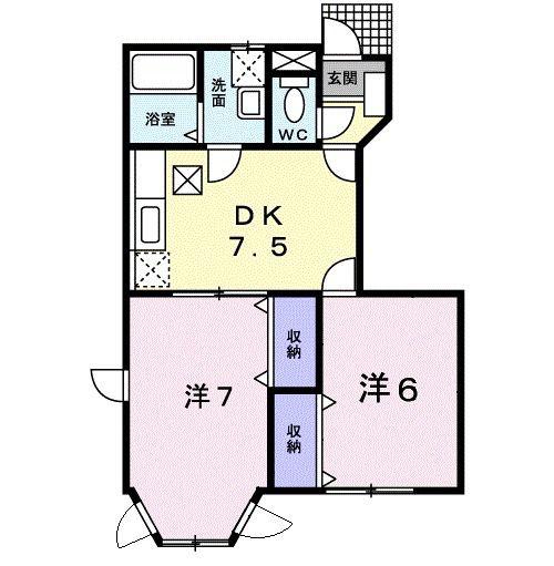 サンクローレIII(2DK/1階)の間取り写真