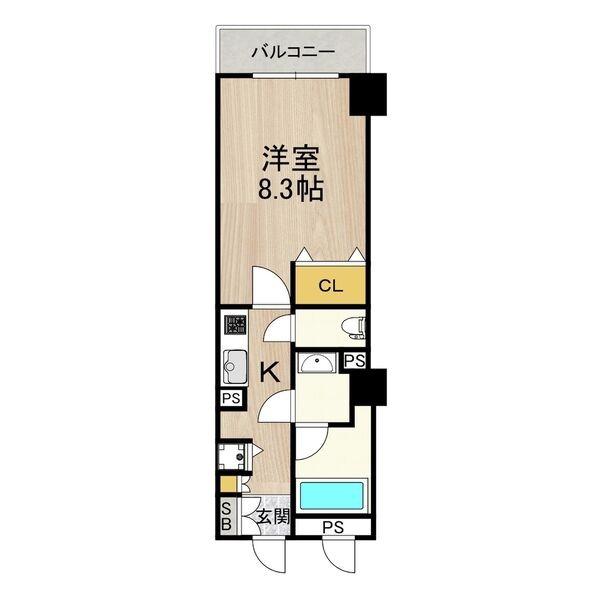 セントラル堺東(1K/3階)の間取り写真