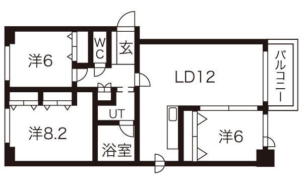 トレスマデラ(3LDK/6階)の間取り写真