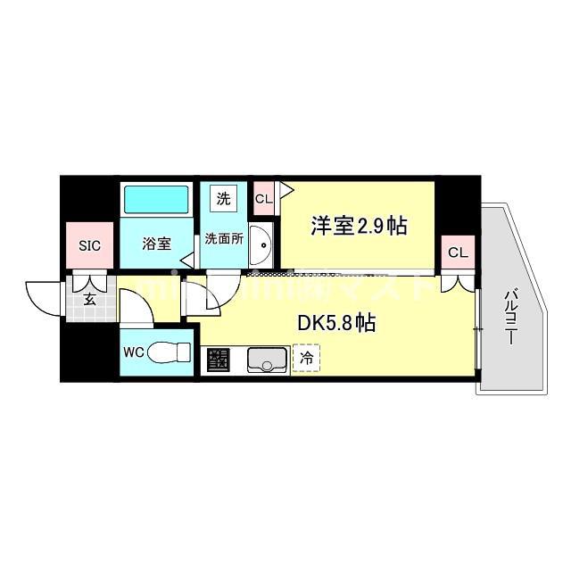 セレニテ日本橋エクラ(1DK/6階)の間取り写真