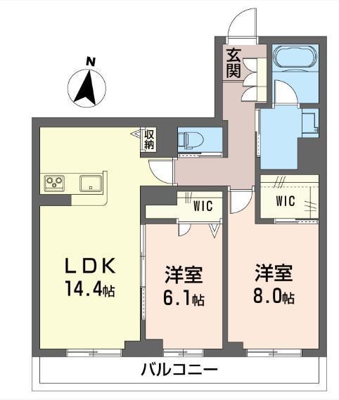 JR京浜東北線 与野駅 徒歩11分 3階建 新築(2LDK/2階)の間取り写真