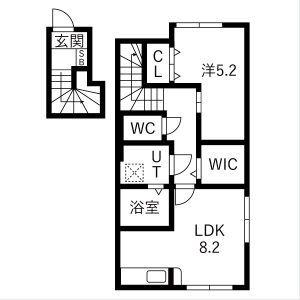 アクアフィオーレ江南(1LDK/3階)の間取り写真