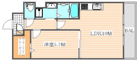 サクラート駅南(1LDK/2階)の間取り写真