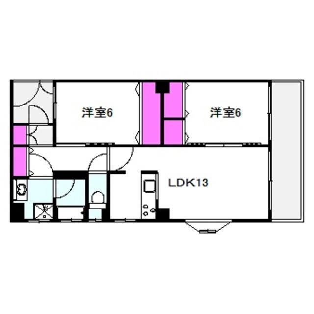 ル・シェル(2LDK/4階)の間取り写真