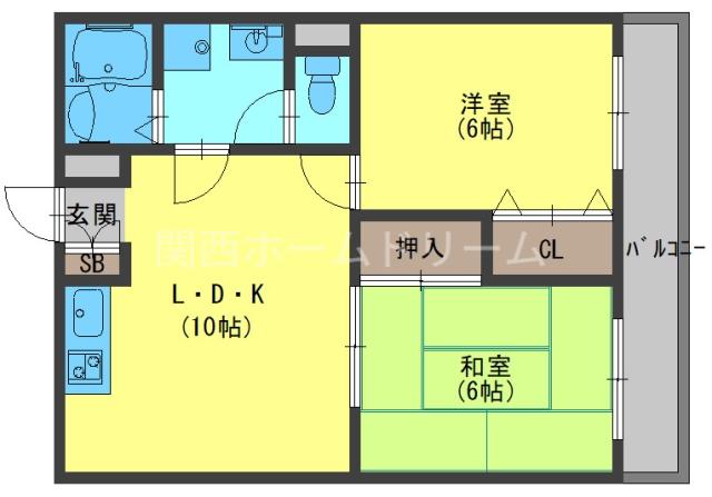 コンフェリア秦(2LDK/3階)の間取り写真