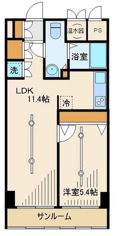 野中ビル(1LDK/3階)の間取り写真