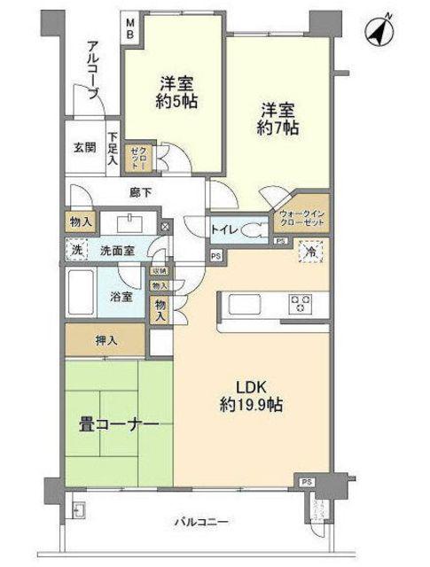 ハイセレサ井草の森デュオガーデン(2LDK/3階)の間取り写真