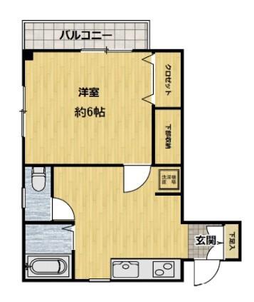 正木ビル(1DK/3階)の間取り写真