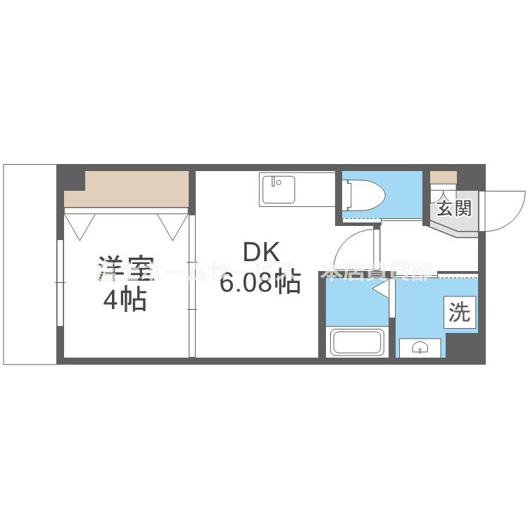 テラ山之内I(1DK/2階)の間取り写真