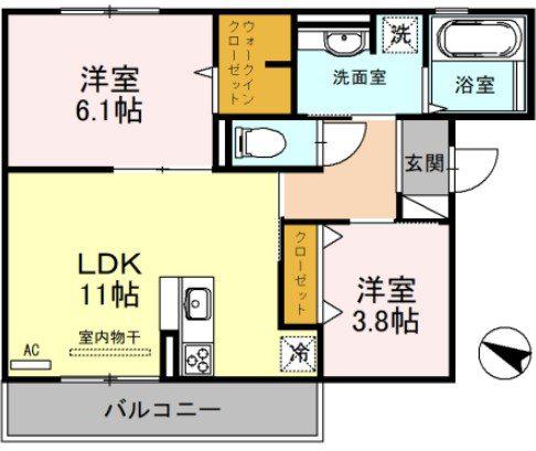 エクセレント曙川東II(2LDK/2階)の間取り写真