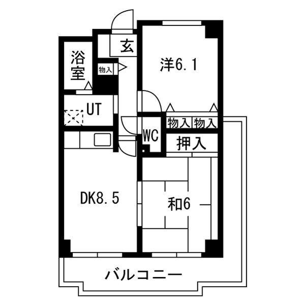 レジデンスコトン(2DK/3階)の間取り写真