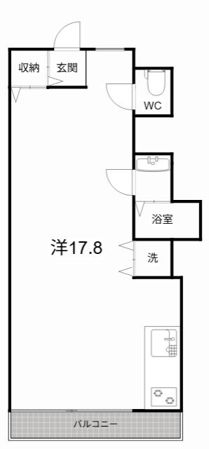 ガーデンハウス雅C・D(ワンルーム/4階)の間取り写真