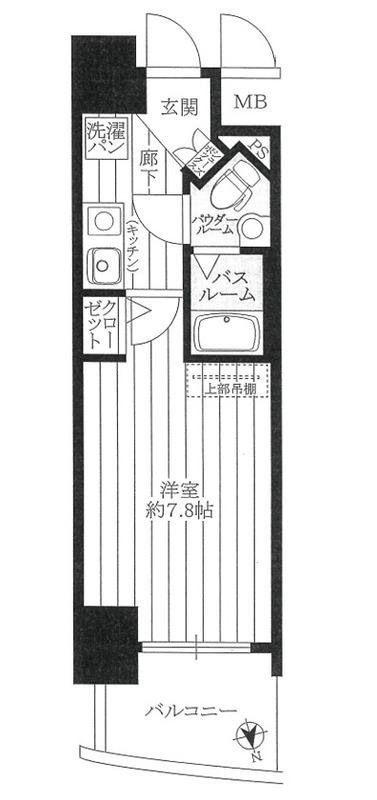ラシュレエグゼ難波南(1K/14階)の間取り写真