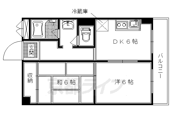 レフィナード京都西大路(2DK/4階)の間取り写真