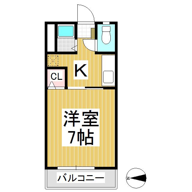 川中島ハイツ(1K/2階)の間取り写真