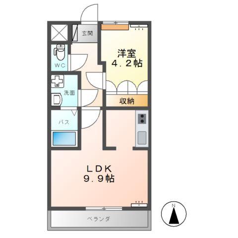アリュール(1LDK/2階)の間取り写真