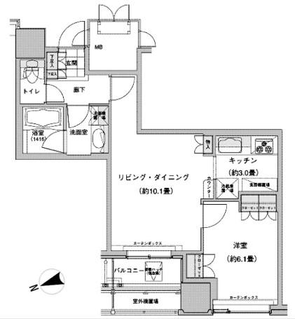 ウエストパークタワー池袋(1LDK/5階)の間取り写真