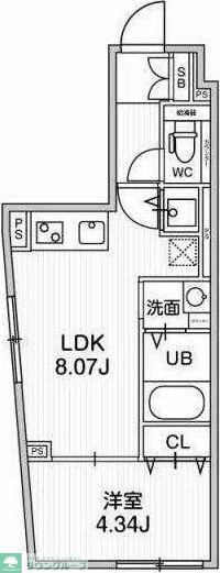 ALTERNA早稲田(1LDK/4階)の間取り写真
