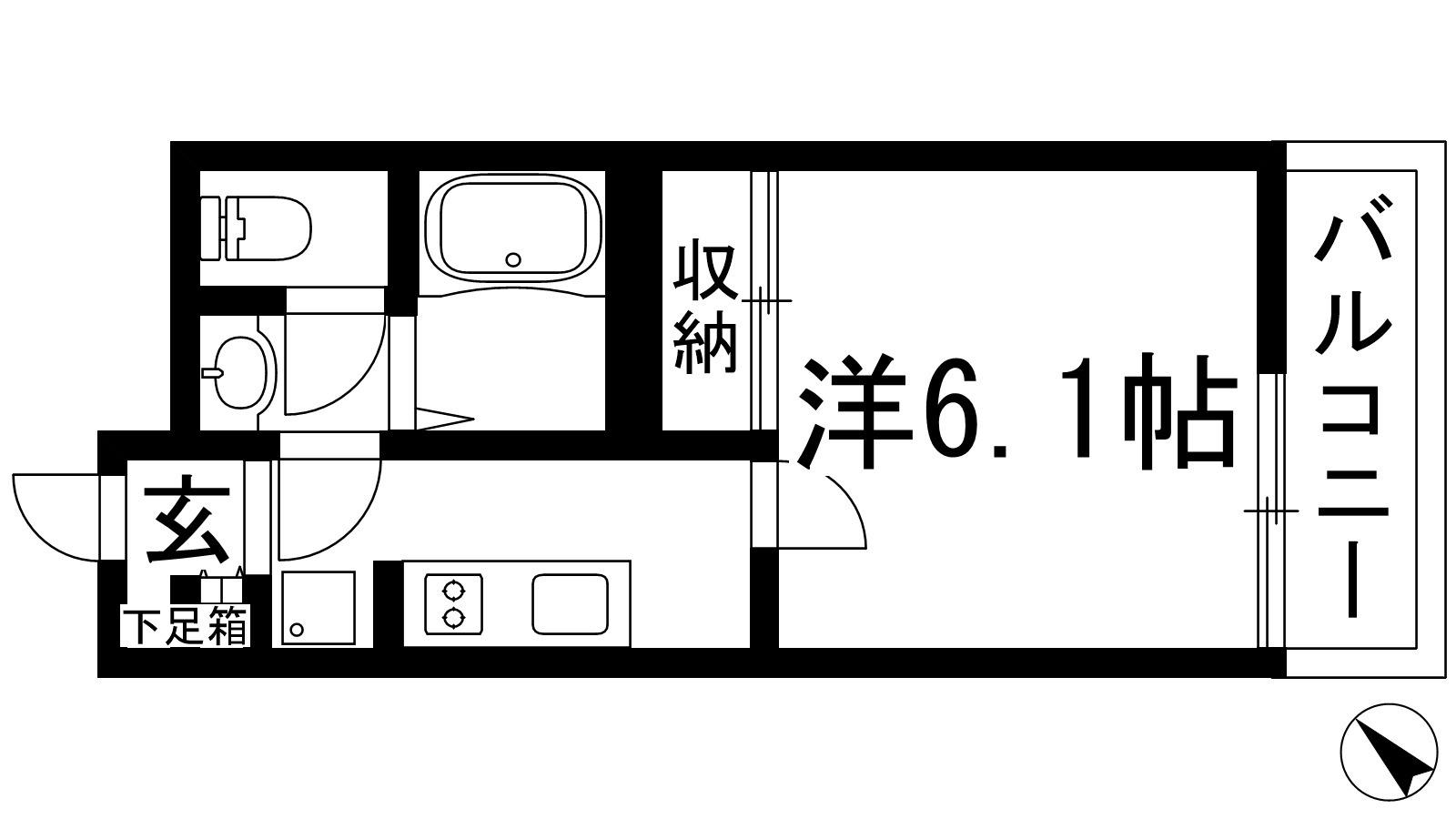 クレイノ池田石橋(1K/2階)の間取り写真