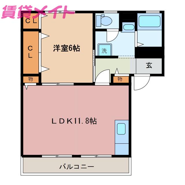 ハイネス21 B棟(1LDK/1階)の間取り写真