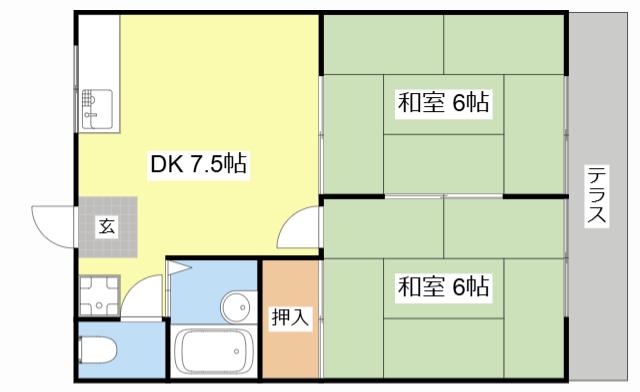 チハマハイツ(2DK/1階)の間取り写真
