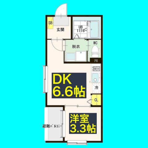 パークテラス(1DK/2階)の間取り写真