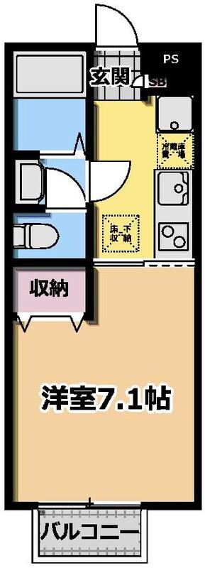 N.Sコーポ B棟(1K/2階)の間取り写真