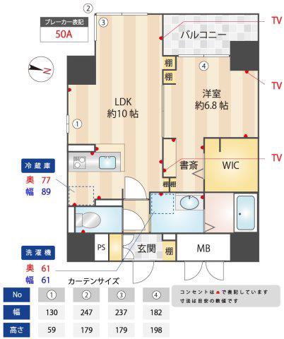 アビエール松屋町(1LDK/8階)の間取り写真
