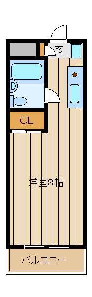 ウィル東伏見(ワンルーム/3階)の間取り写真