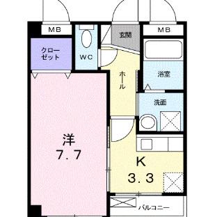 サンパレスM(1K/2階)の間取り写真