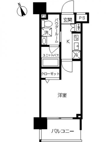 スカイコート川崎西口第2(1K/9階)の間取り写真