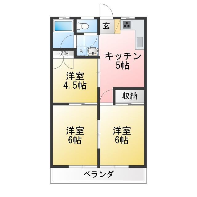 コーポ丸西(3K/2階)の間取り写真