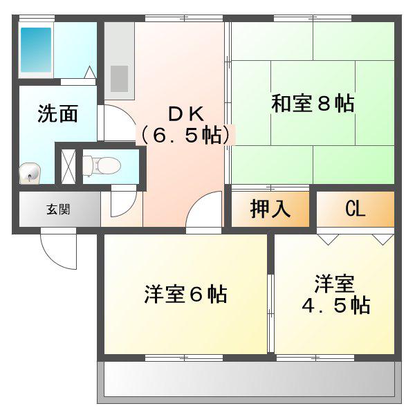 フロンティアG(3DK/2階)の間取り写真