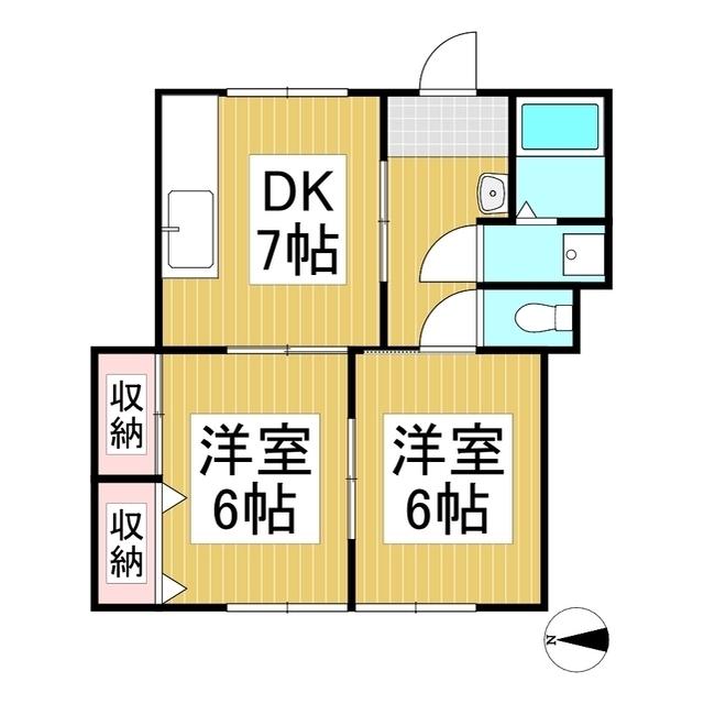 エステートカミーリア(2DK/1階)の間取り写真