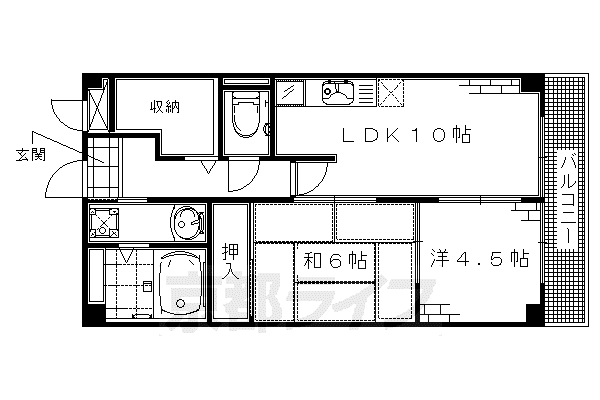 カーサ東浜(2LDK/4階)の間取り写真