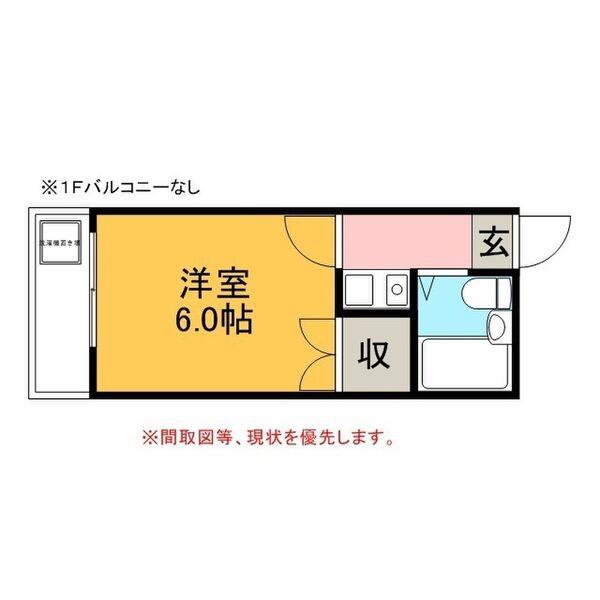 グリーンハイツ六名(1K/1階)の間取り写真