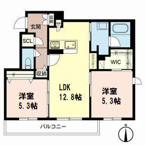 シャーメゾンTG VIA SOLE(2LDK/2階)の間取り写真