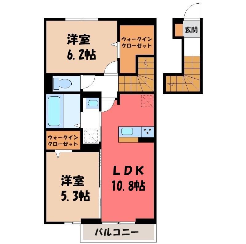 コンドミーニョジャルディーニ(2LDK/2階)の間取り写真